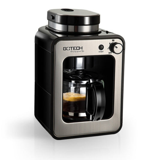 GOTECH Household Small Coffee Machine Automatic Grinding Integrated Commercial Freshly Ground Drip Coffee Pot, Style:UK Plug(Black) - Coffee Machine & Accessories by buy2fix | Online Shopping UK | buy2fix