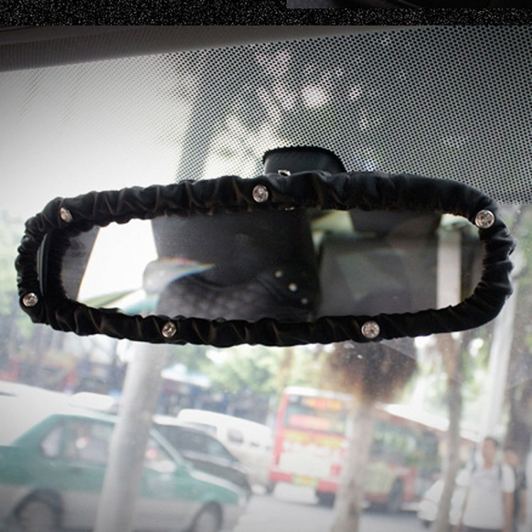 Crystal Car Interior Accessories Rear View Mirror Cover Leather Auto Rearview Mirror Cover Decoration by buy2fix