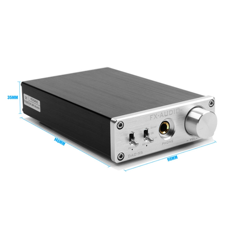 FX-AUDIO DAC-X6 Fever HiFi Fiber Coaxial USB Amp Digital Audio DAC Decoder 24BIT/192(Black) -  by buy2fix | Online Shopping UK | buy2fix