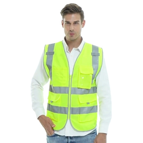 Multi-pockets Safety Vest Reflective Workwear Clothing, Size:XL-Chest 124cm(Yellow)