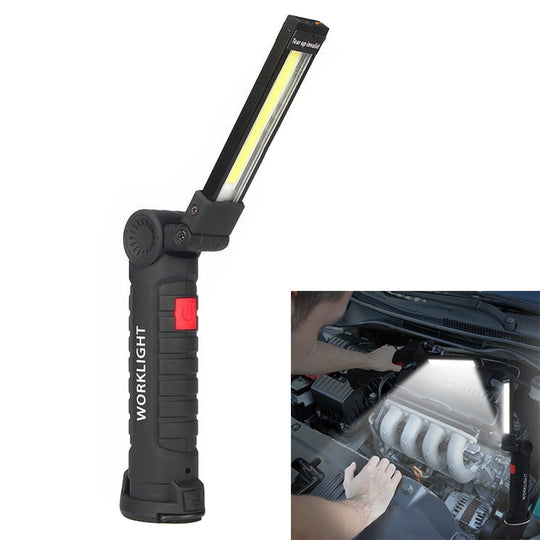Handheld Movable Work Lights USB Charging Multi-functional and Folding Emergency COB LED Lights, Size:14.8 x 4.7cm(Black)