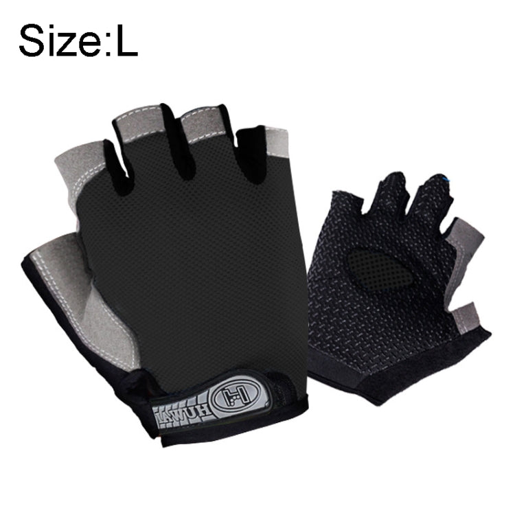 Summer Men Women Fitness Gloves Gym Weight Lifting Cycling Yoga Training Thin Breathable Antiskid Half Finger Gloves, Size:L(Black) - Safety Gloves by buy2fix | Online Shopping UK | buy2fix