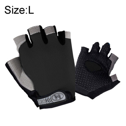 Summer Men Women Fitness Gloves Gym Weight Lifting Cycling Yoga Training Thin Breathable Antiskid Half Finger Gloves, Size:L(Black) - Safety Gloves by buy2fix | Online Shopping UK | buy2fix