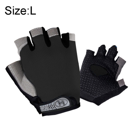Summer Men Women Fitness Gloves Gym Weight Lifting Cycling Yoga Training Thin Breathable Antiskid Half Finger Gloves, Size:L(Black) - Safety Gloves by buy2fix | Online Shopping UK | buy2fix