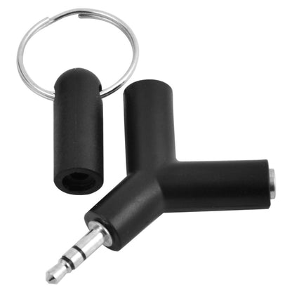 Mini Y Shaped 3.5mm Male to Double 3.5mm Female Jack Audio Headset Adapter Connector Keychain(Black) by buy2fix