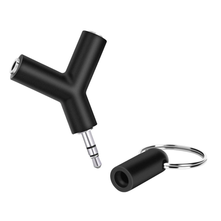 Mini Y Shaped 3.5mm Male to Double 3.5mm Female Jack Audio Headset Adapter Connector Keychain(Black) by buy2fix