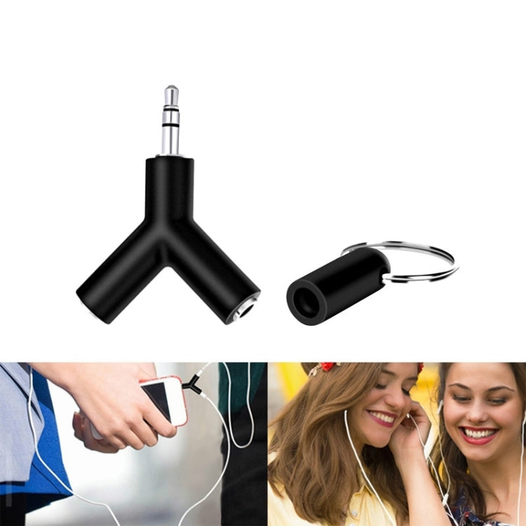 Mini Y Shaped 3.5mm Male to Double 3.5mm Female Jack Audio Headset Adapter Connector Keychain(Black) by buy2fix