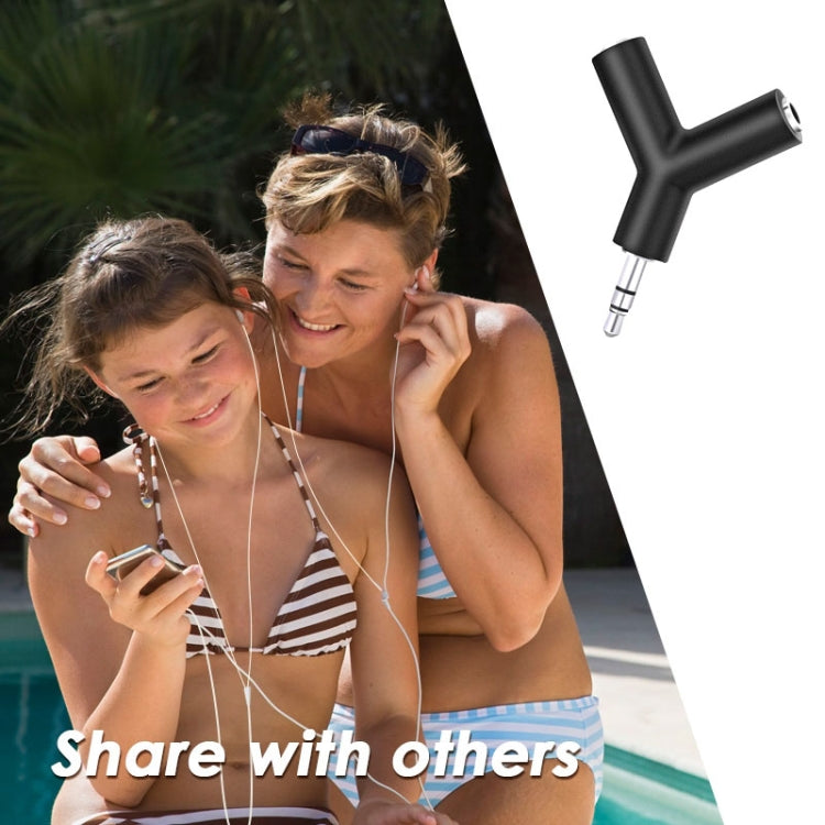 Mini Y Shaped 3.5mm Male to Double 3.5mm Female Jack Audio Headset Adapter Connector Keychain(Black) by buy2fix