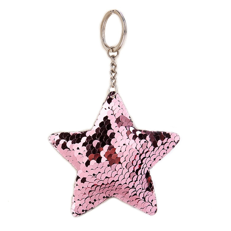 2 PCS Cute Chaveiro Star Keychain Glitter Pompom Sequins Key Chain Gifts for Women Llaveros Mujer Car Bag Accessories Key Ring(Pink) by buy2fix