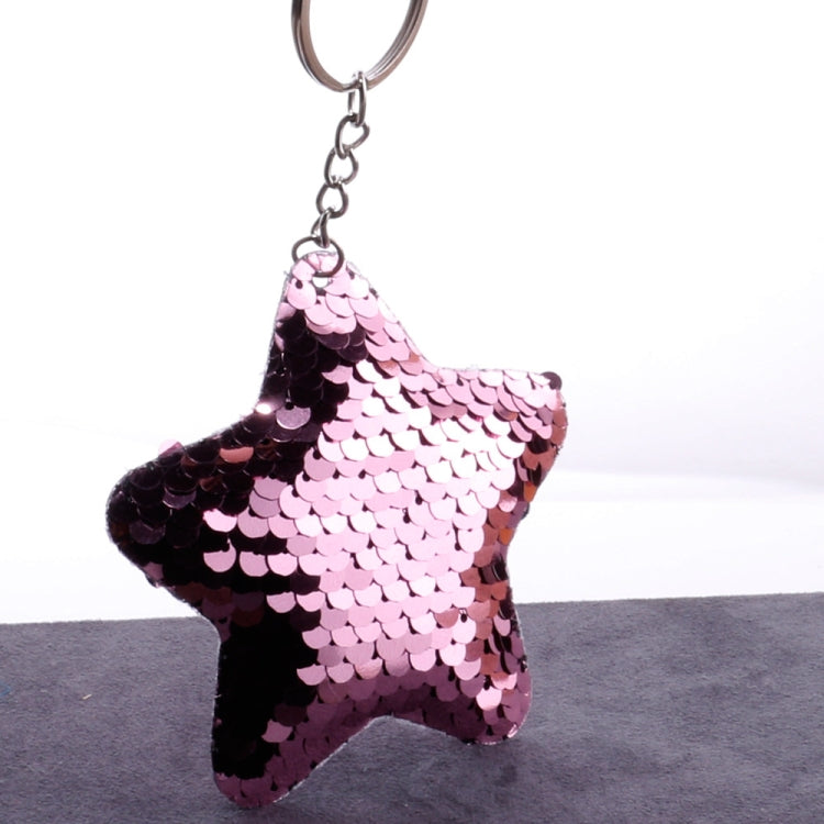 2 PCS Cute Chaveiro Star Keychain Glitter Pompom Sequins Key Chain Gifts for Women Llaveros Mujer Car Bag Accessories Key Ring(Pink) by buy2fix