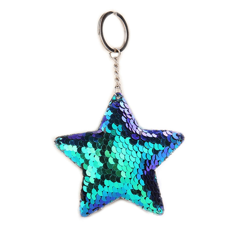 2 PCS Cute Chaveiro Star Keychain Glitter Pompom Sequins Key Chain Gifts for Women Llaveros Mujer Car Bag Accessories Key Ring(Green) by buy2fix