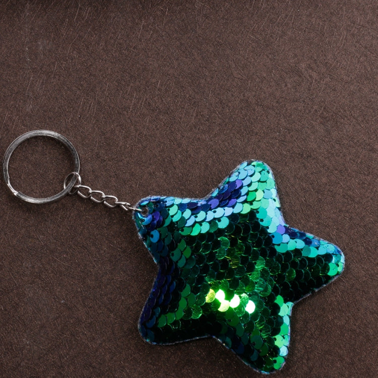 2 PCS Cute Chaveiro Star Keychain Glitter Pompom Sequins Key Chain Gifts for Women Llaveros Mujer Car Bag Accessories Key Ring(Green) by buy2fix