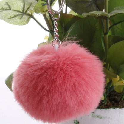 Simple Key Chain Fur Ball Pompon Keychain Pompom Artificial Rabbit Fur Animal Keychains for Woman Car Bag Key Rings by buy2fix