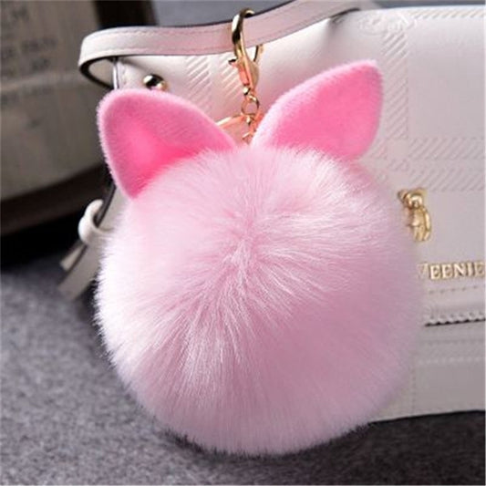 Fur Pom Keychains Fake Rabbit Fur Ball Keychain(pink) by buy2fix
