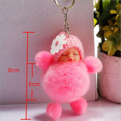 Sleeping Baby Doll Ball Key Chain Car Keyring Holder Bag Pendant Charm Keychain(Blue) by buy2fix