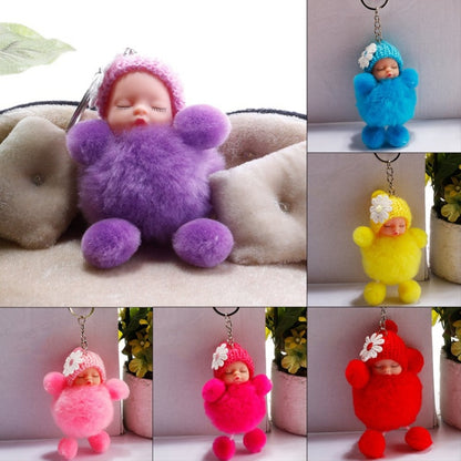 Sleeping Baby Doll Ball Key Chain Car Keyring Holder Bag Pendant Charm Keychain(Blue) by buy2fix