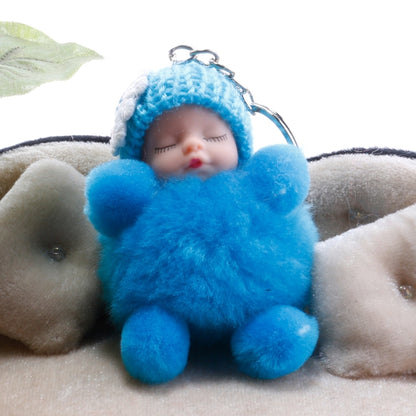 Sleeping Baby Doll Ball Key Chain Car Keyring Holder Bag Pendant Charm Keychain(Magenta) by buy2fix