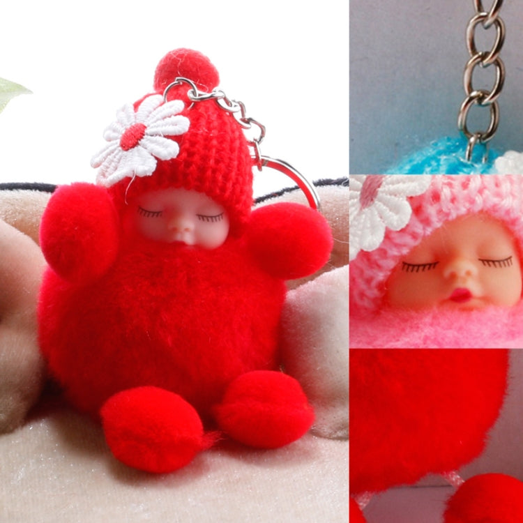 Sleeping Baby Doll Ball Key Chain Car Keyring Holder Bag Pendant Charm Keychain(Magenta) by buy2fix