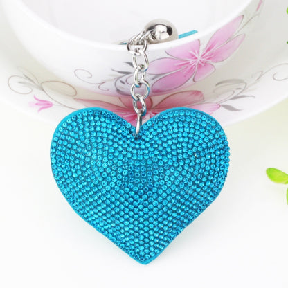 Heart Keychain Leather Tassel Gold Key Holder Metal Crystal Key Chain Keyring Charm Bag Auto Pendant Gift(light blue) by buy2fix