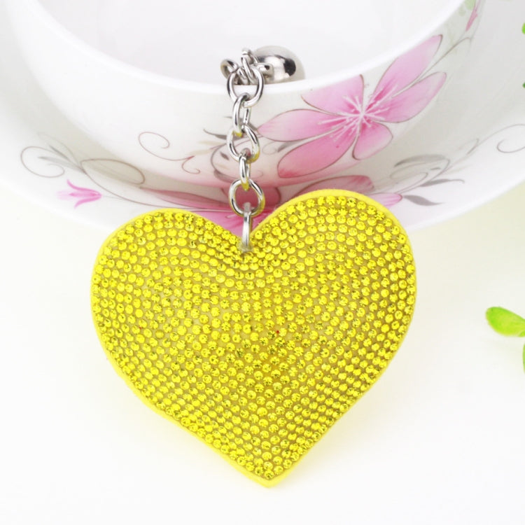 Heart Keychain Leather Tassel Gold Key Holder Metal Crystal Key Chain Keyring Charm Bag Auto Pendant Gift(yellow) by buy2fix