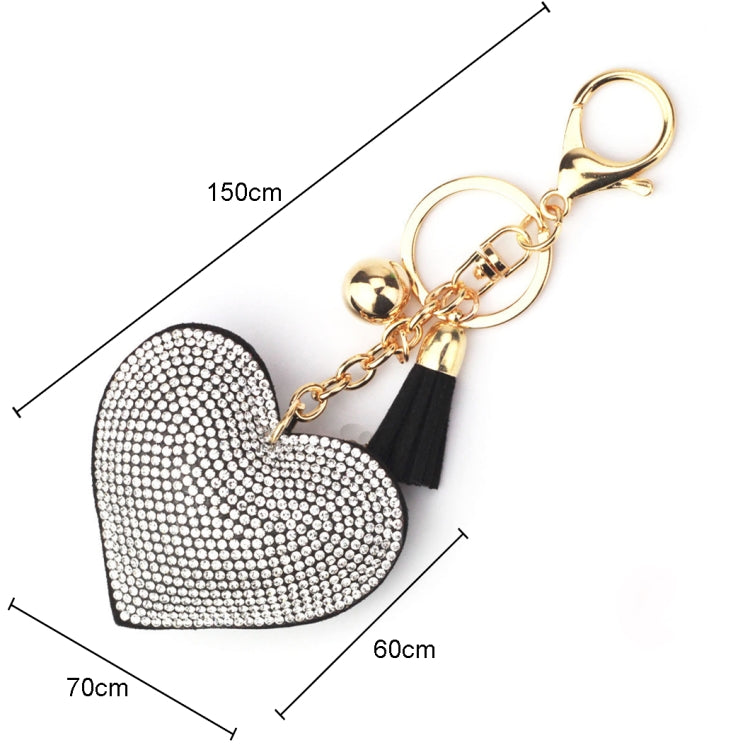 Heart Keychain Leather Tassel Gold Key Holder Metal Crystal Key Chain Keyring Charm Bag Auto Pendant Gift(wine red) by buy2fix