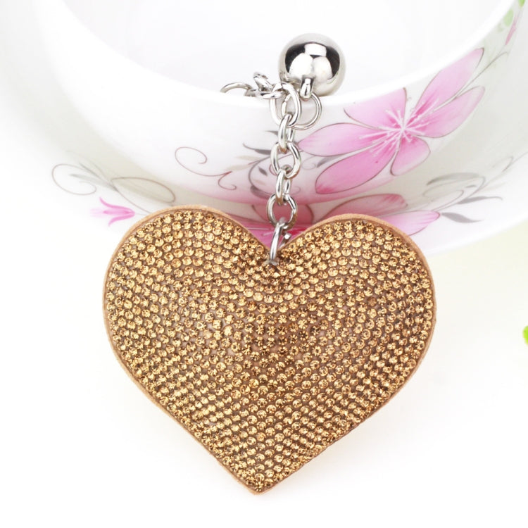 Heart Keychain Leather Tassel Gold Key Holder Metal Crystal Key Chain Keyring Charm Bag Auto Pendant Gift(gold) by buy2fix