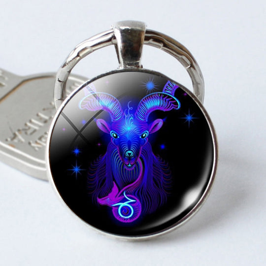 Porte-clés signe du zodiaque, pendentif 12 constellations, porte-clés simple face