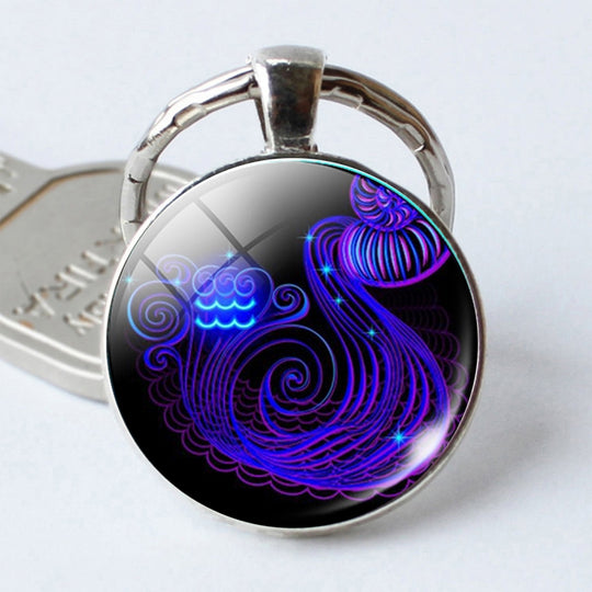 Porte-clés signe du zodiaque, pendentif 12 constellations, porte-clés simple face