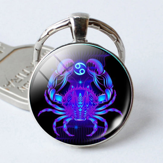 Porte-clés signe du zodiaque, pendentif 12 constellations, porte-clés simple face