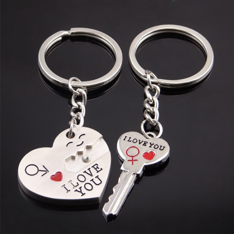 Fashion Heart Key Ring Silver Color Lovers Love Key Chain Valentine Day Gift 1 Pair Couple Keychain by buy2fix