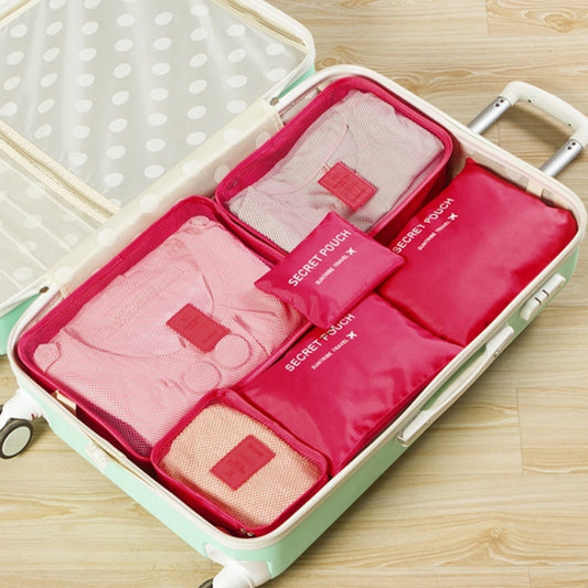 6 PCS/Set Travel Bag ClothesLuggage Organizer High Capacity Mesh Packing Cubes(Rose red) - Storage Bags by buy2fix | Online Shopping UK | buy2fix