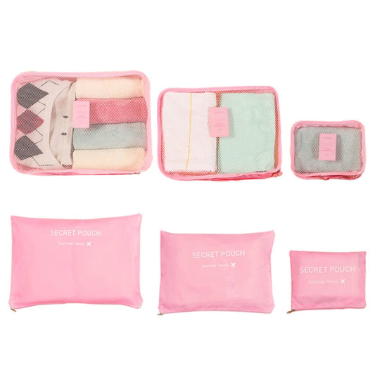 6 PCS/Set Travel Bag ClothesLuggage Organizer High Capacity Mesh Packing Cubes(Rose red) - Storage Bags by buy2fix | Online Shopping UK | buy2fix