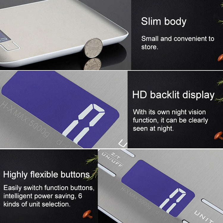 BOH-2012 Digital Multi-function Stainless Steel Food Kitchen Scale with LCD Display, Specification: 10kg/1g(Rose Gold) by buy2fix