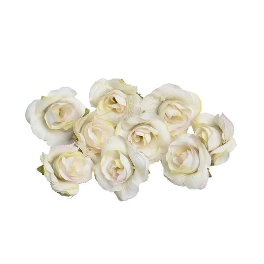 10 Sets 4cm Artificial Flower Silk Rose Flower Head for Wedding Party Home Decoration(Milk White) - Decorative Flowers & Wreaths by buy2fix | Online Shopping UK | buy2fix