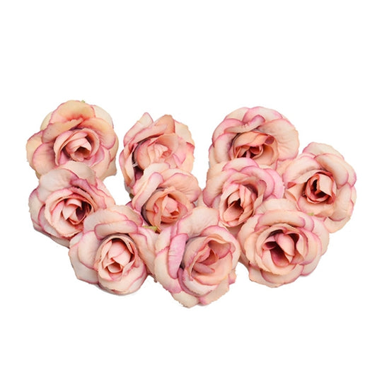 10 Sets 4cm Artificial Flower Silk Rose Flower Head for Wedding Party Home Decoration(Milk White) - Decorative Flowers & Wreaths by buy2fix | Online Shopping UK | buy2fix
