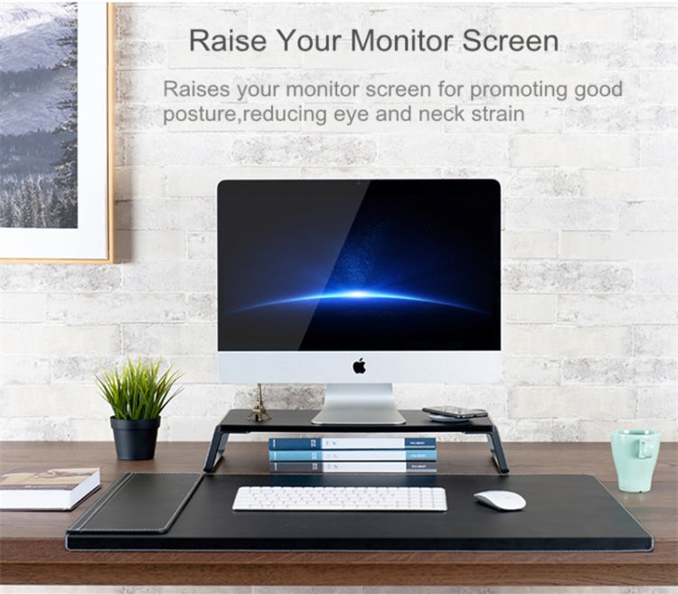 Monitor Stand Riser with Metal Feet for iMac MacBook LCD Display Printer, Lapdesk Tabletop Organizer Sturdy Platform Save Space(Dark Wood Grain) by buy2fix