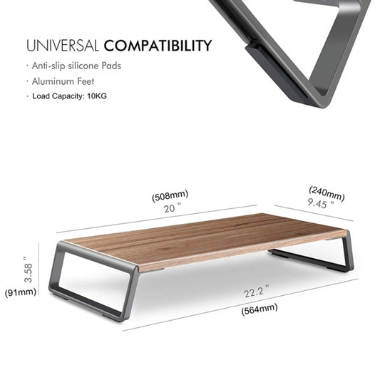 Monitor Stand Riser with Metal Feet for iMac MacBook LCD Display Printer, Lapdesk Tabletop Organizer Sturdy Platform Save Space(Light Wood Grain) by buy2fix