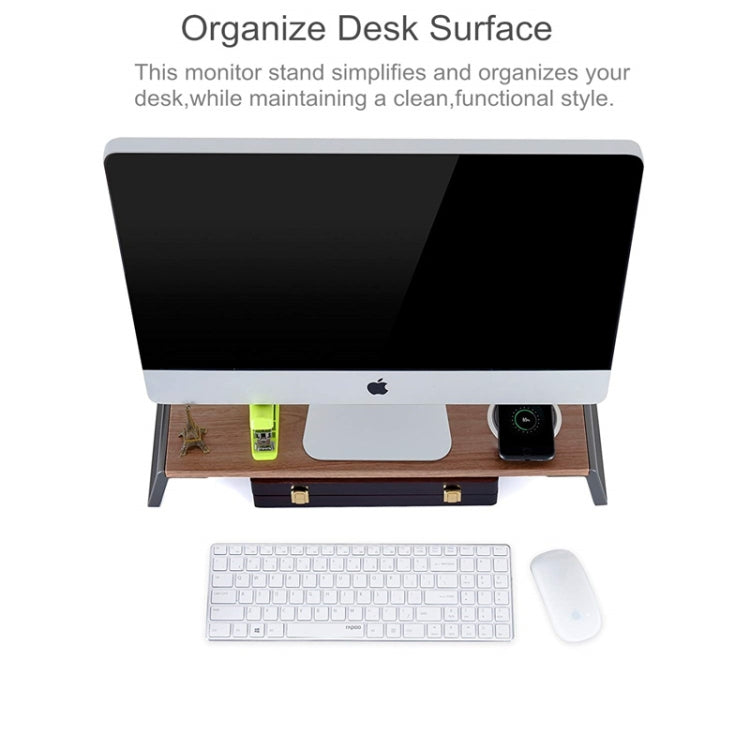 Monitor Stand Riser with Metal Feet for iMac MacBook LCD Display Printer, Lapdesk Tabletop Organizer Sturdy Platform Save Space(Light Wood Grain) by buy2fix