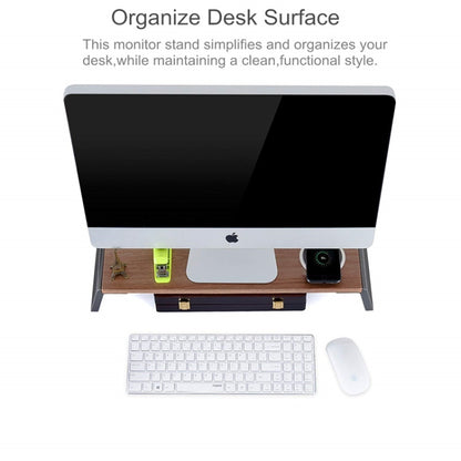 Monitor Stand Riser with Metal Feet for iMac MacBook LCD Display Printer, Lapdesk Tabletop Organizer Sturdy Platform Save Space(Light Wood Grain) by buy2fix