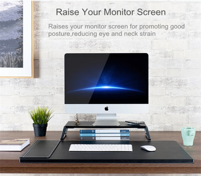 Monitor Stand Riser with Metal Feet for iMac MacBook LCD Display Printer, Lapdesk Tabletop Organizer Sturdy Platform Save Space(Black) by buy2fix