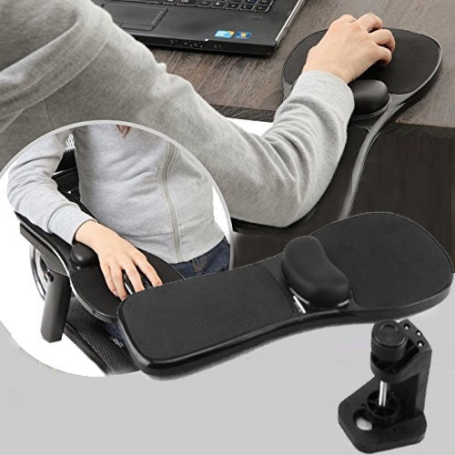 Rotation Computer Desktop Laptop Mouse Tray Elbow Pad Wrist Rest Plate Support Install on Desk and Chair by buy2fix