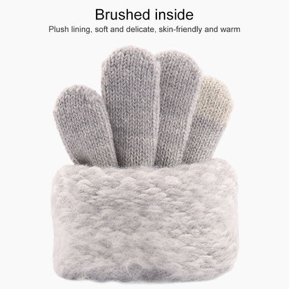 Winter Touch Screen Gloves Women Men Warm Stretch Knit Mittens Imitation Wool Thicken Full Finger Gloves(Black) - Full Finger Gloves by buy2fix | Online Shopping UK | buy2fix