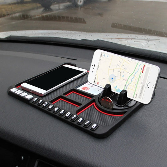 Car Interior Car Multifunctional Instrument Panel Storage Pad Car Phone Bracket Anti-slip Pad With Stop, Style:Rotating Red Circle by buy2fix