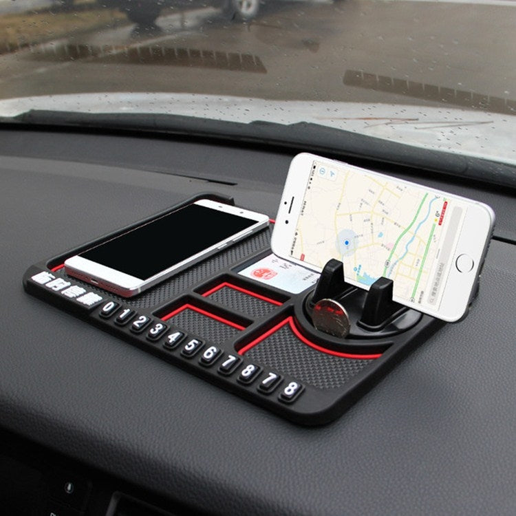 Car Interior Car Multifunctional Instrument Panel Storage Pad Car Phone Bracket Anti-slip Pad With Stop, Style:Rotating Red Circle by buy2fix