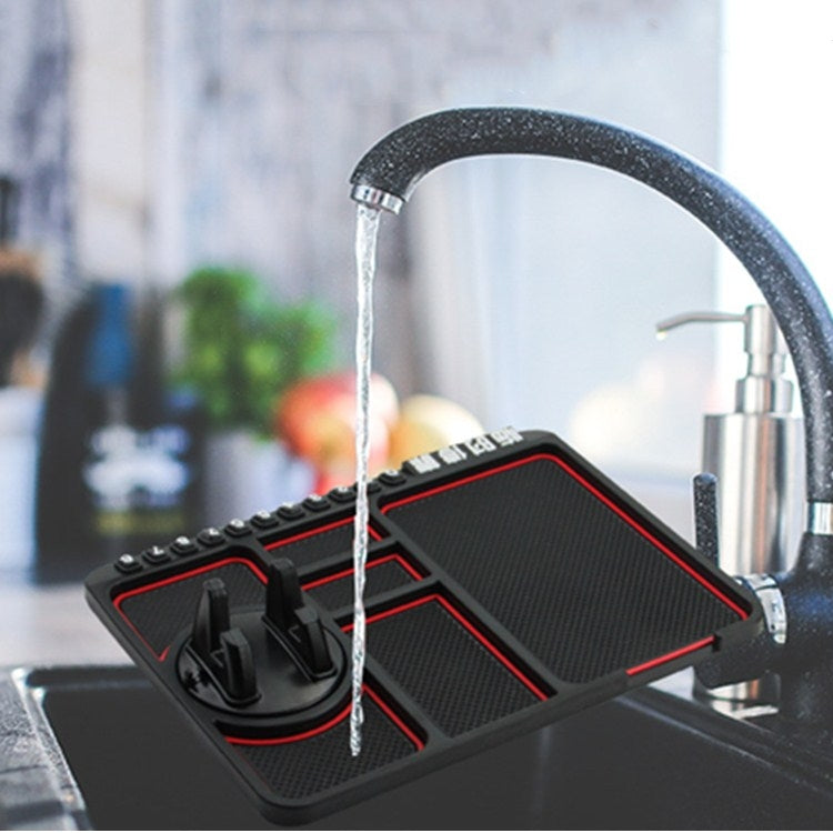 Car Interior Car Multifunctional Instrument Panel Storage Pad Car Phone Bracket Anti-slip Pad With Stop, Style:Rotating Red Circle by buy2fix