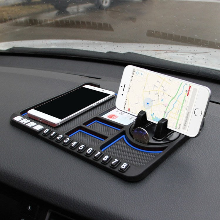 Car Interior Car Multifunctional Instrument Panel Storage Pad Car Phone Bracket Anti-slip Pad With Stop, Style:Rotating Blue Circle by buy2fix