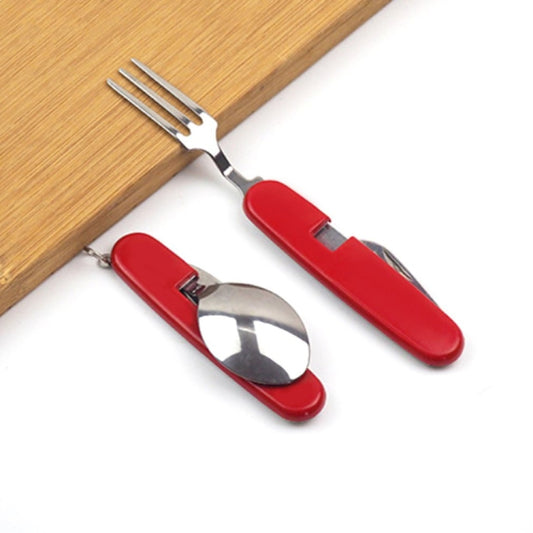 Outdoor Tableware Stainless Steel Spoon / Fork / Knife / Bottle Opener 4 in 1 Multifunctional Folding Cutlery Set - Cookwares & Tablewares by buy2fix | Online Shopping UK | buy2fix