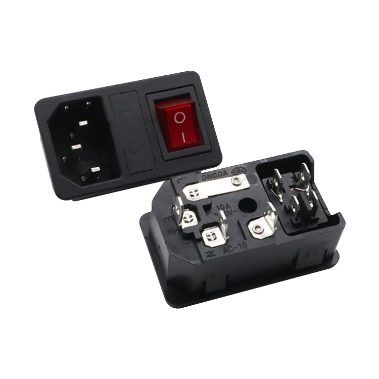 10 PCS AC-01 Three Pins Power Socket with Safety Switch Socket - Switch by buy2fix | Online Shopping UK | buy2fix