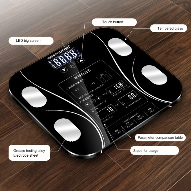 LCD Display Body Electronic Smart Weighing Scales Bathroom Scale Digital Human Weight Scales(Black) by buy2fix
