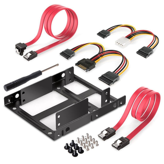 2,5 Zoll bis 3,5 Zoll externe HDD SSD Metallmontagesatz Adapterhalterung mit SATA-Datenstromkabeln und Schrauben